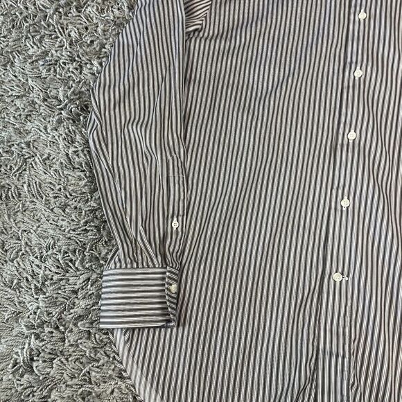 Ermenegildo Zegna Dress Shirt Mens 42 16.5 Striped Button Down Long Sleeve Logo - Picture 6 of 13